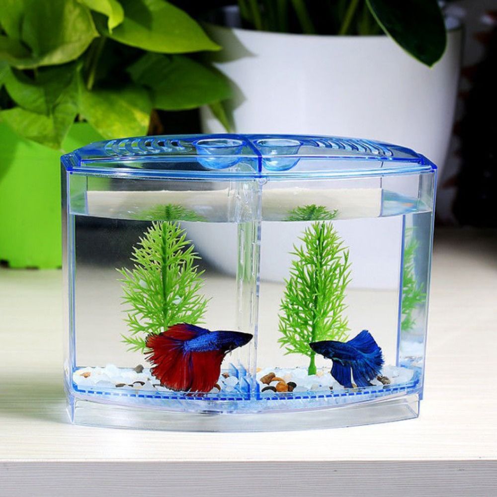 Aquarium Fish Cave - Transparent Betta Fish Tank, Double-grid Rhombus