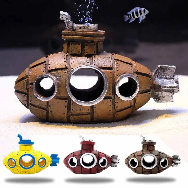 Resin Submarine Ornaments Aqua - Aquarium Fish Cave review and price
