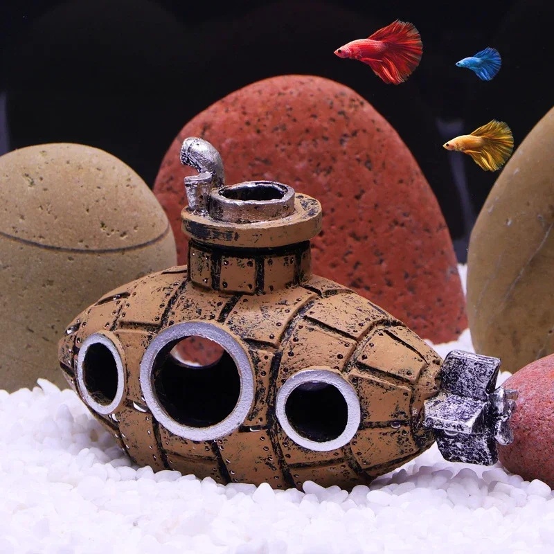 Resin Submarine Ornaments Aqua - Aquarium Fish Cave review and price