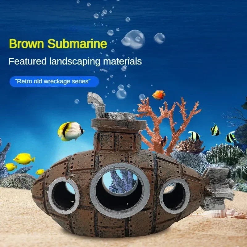 Resin Submarine Ornaments Aqua - Aquarium Fish Cave review and price